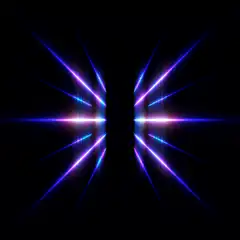 Blue and purple light beams flash