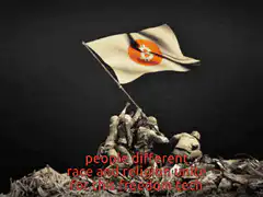 Iwo Jima flag with Bitcoin logo