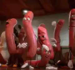 Sausages dancing together