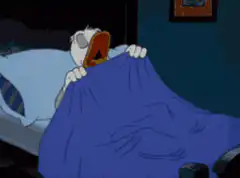 Scared Scrooge McDuck hiding under blanket