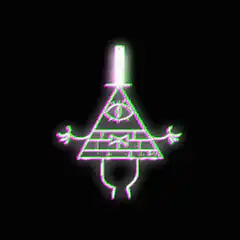 Bill Cipher glitching neon