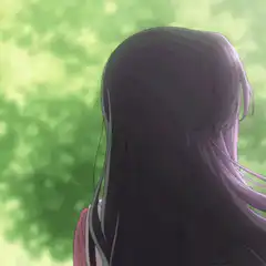 Anime girl turns around and smiles