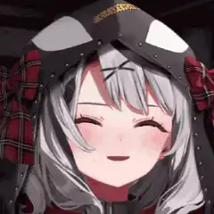 Anime girl with cat ears smiling and blinking