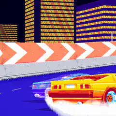 Outrun style cars drifting