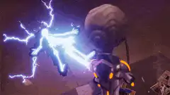 Astronaut zaps alien with lightning