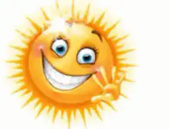 Smiling sun emoji waving
