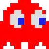Red pixel art ghost face