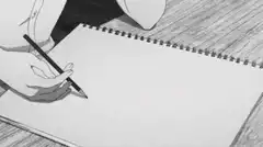 anime hand drawing on sketchbook
