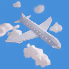 Low poly airplane flying