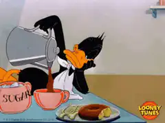 Daffy Duck pours coffee