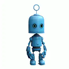 Blue toy robot waving