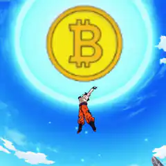 Goku charging a Kamehameha with a Bitcoin coin