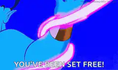 Genie breaks his chains and is freed