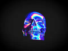 Iridescent skull morphing animation