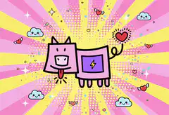 Pink Dog Robot Holding Heart