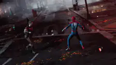 Spider-Man 2099 and Spider-Man fight Deadpool