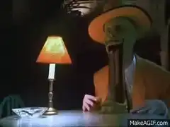 The Mask's tongue and eyes pop out
