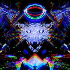Psychedelic skull with rainbow halo