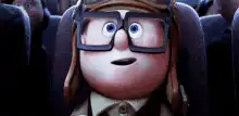 Carl Fredricksen puts on goggles
