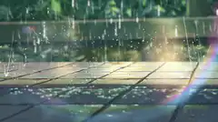 raindrops hitting wooden deck