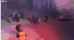 protesters with light sabers