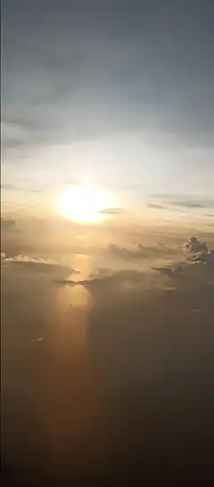 Sunset from airplane window
