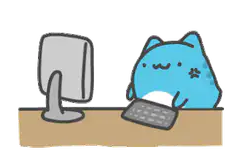 blue cat typing on keyboard
