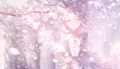 anime girl under cherry blossoms