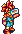 pixel art character with fiery hair