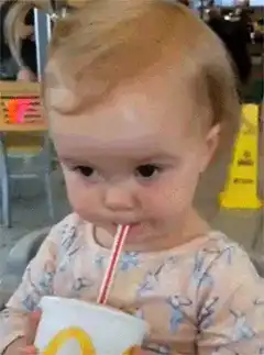Baby falls asleep drinking from straw