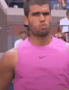 Tennis player pouting face