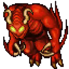 Red pixel art demon