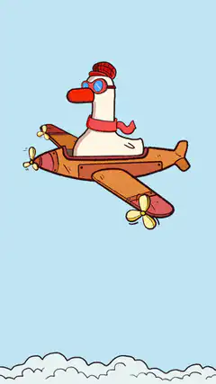 Goose flying plane through loops