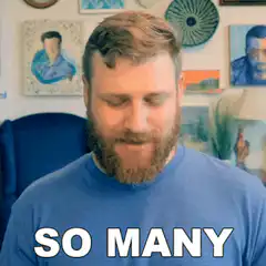 Man looking down with text SO MANY