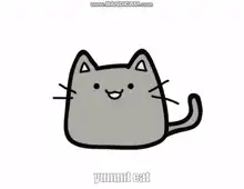 Pusheen the cat wiggling happily