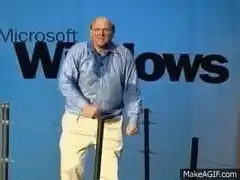 Steve Ballmer jumping on stage