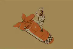 Man riding a bomb