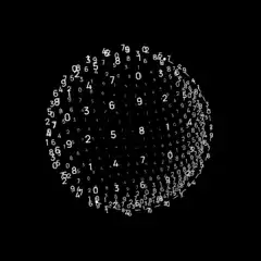 Rotating sphere of white numbers