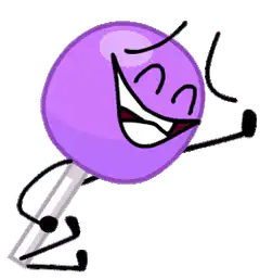 Purple lollipop character laughing