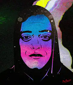 Colorful portrait of a man in a hoodie