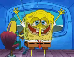 SpongeBob with one eye open