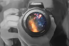 galaxy in canon camera lens