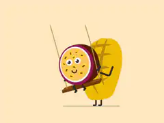 Passion fruit on swing with mango