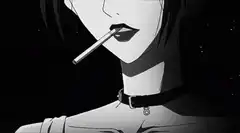 anime woman smoking cigarette