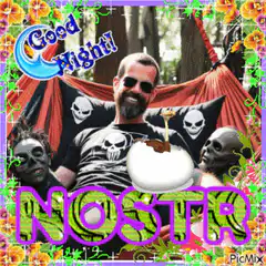 Man in hammock with NOSTR and Good Night text