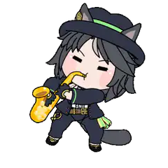 chibi character playing saxophone