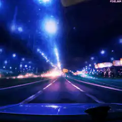 night drive with blue lights