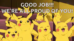 Pikachu crowd cheering good job