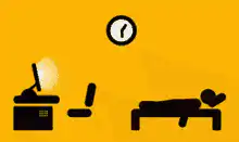 stick figure working then sleeping