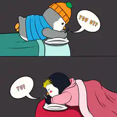 Penguin texting you up yup